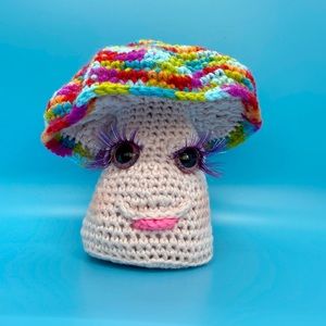 Handmade crocheted mushroom sprite